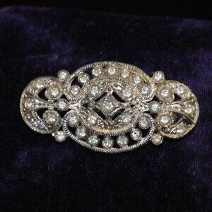 Antique 1920s-30s Rhinestone Pot Metal Brooch
